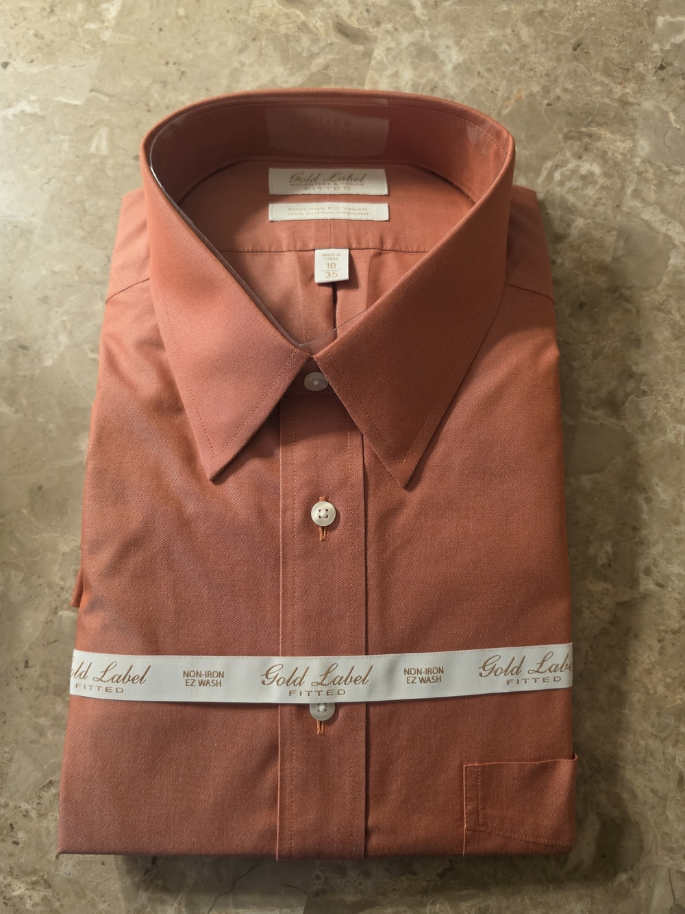 Roundtree & Yorke Gold Label Fitted Dress Shirt - Rust